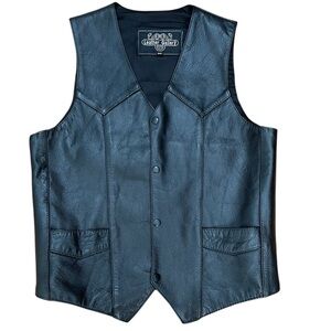 Men's Black Leather Vest